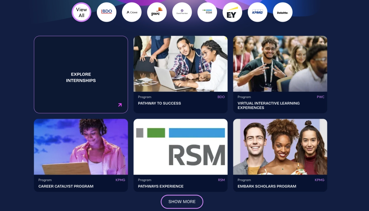 Screenshot of career pathways